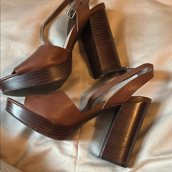 Brown Platform Sandals with Chunky Heel and Slingback - Picture 4 of 4